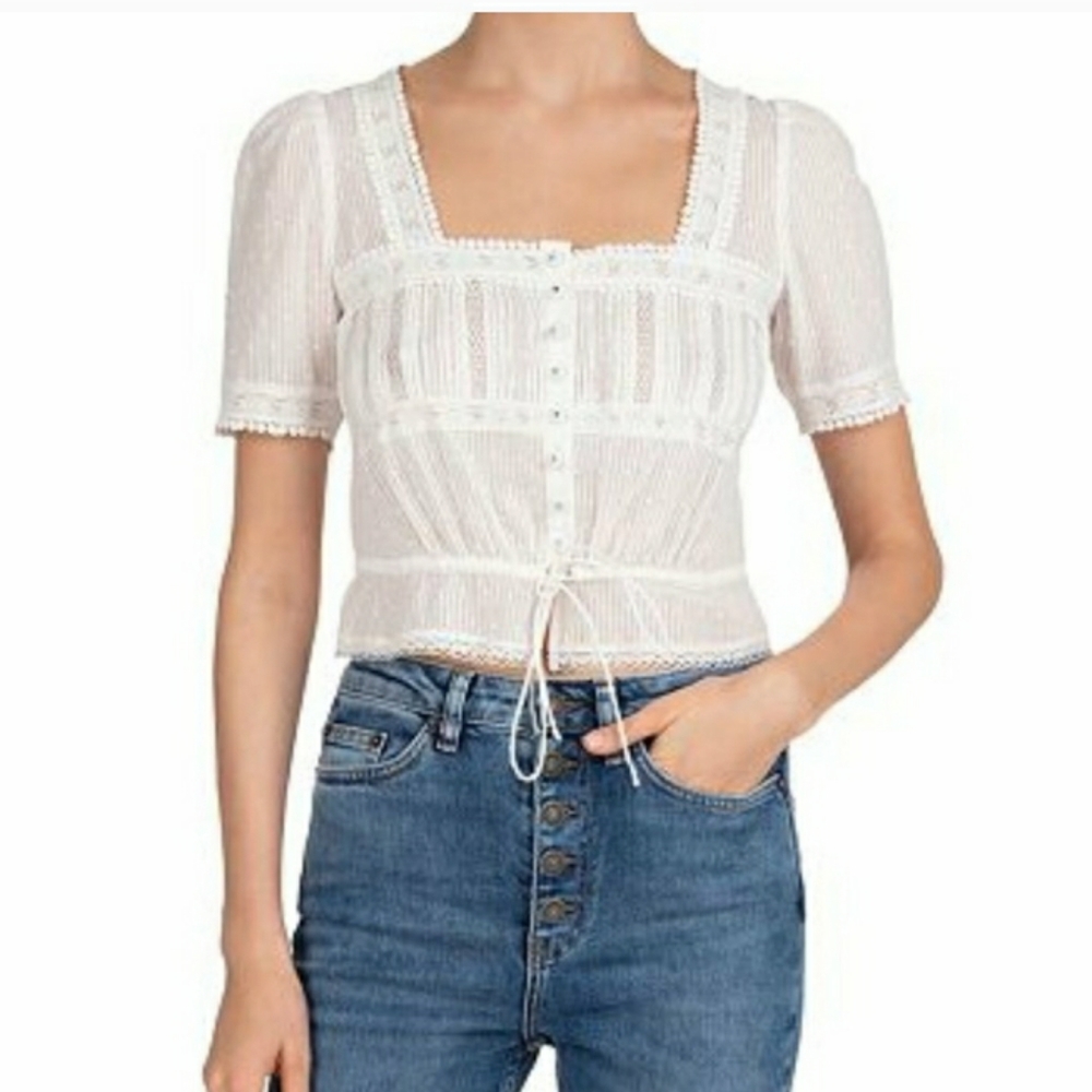 *ISO* the kooples square neck embroidered top Xs/0